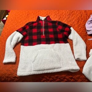 Plaid Red and White Women's Sweatshirt